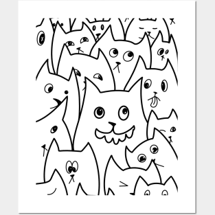 Cats Doodle Art / Cats Graffiti / Funny Cat Line Art Posters and Art